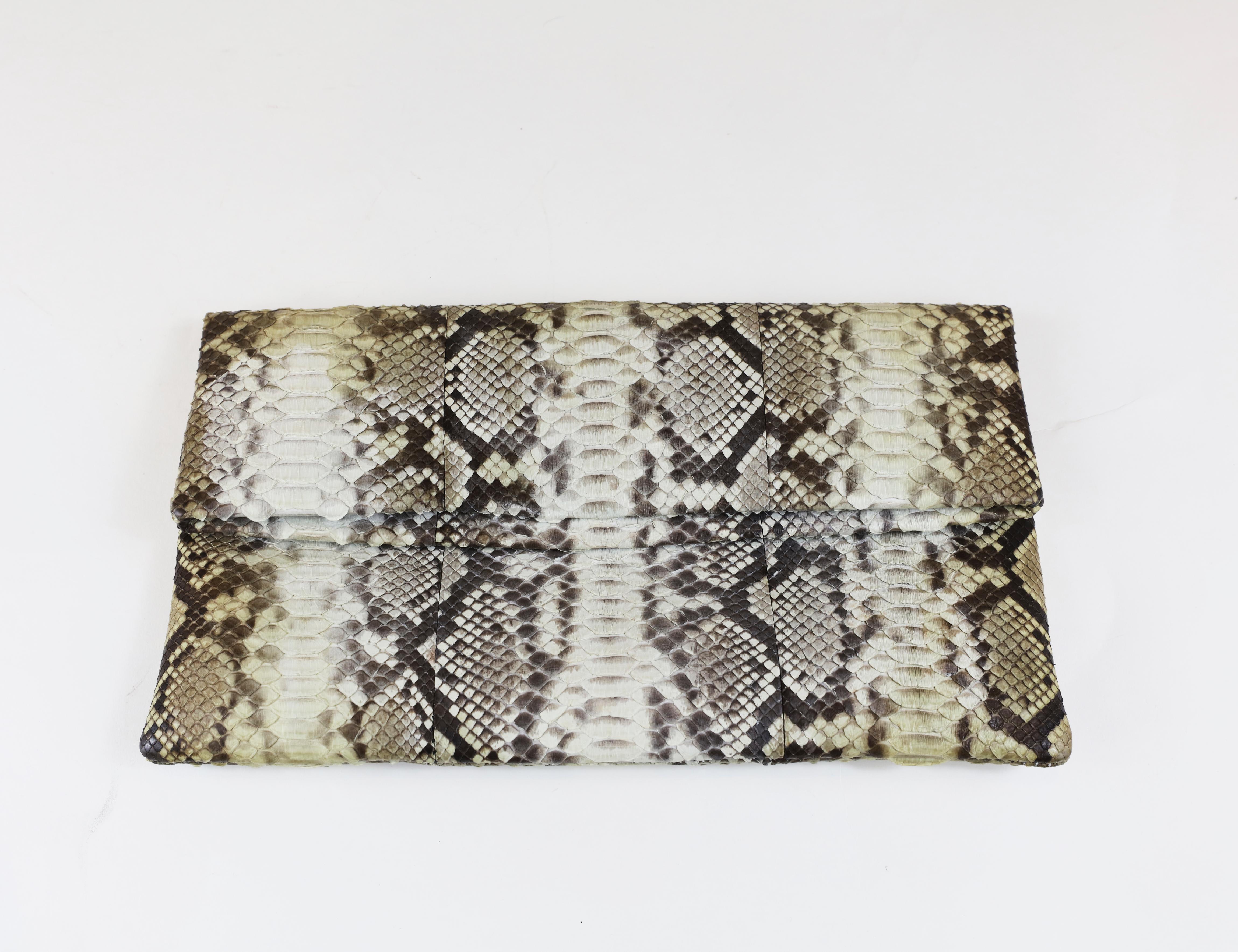 Damian Morrison Gray/Multi Python Clutch with Flap Closure
10.5