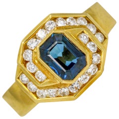 Damiani 1.25 Carat 18 Karat Yellow Gold Sapphire Diamond Ring