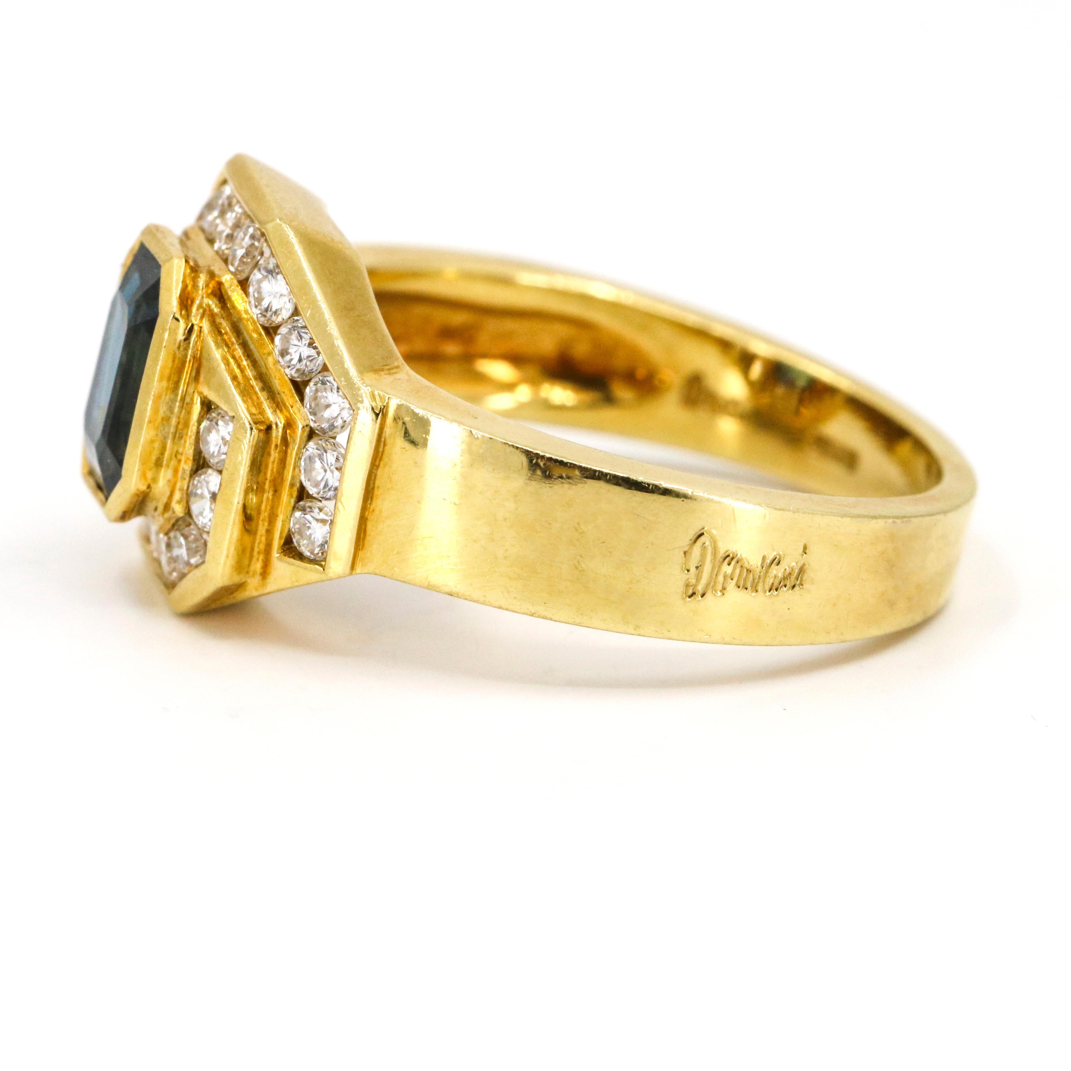 Damiani 1.25 Carat 18 Karat Yellow Gold Sapphire Diamond Ring For Sale 1
