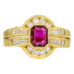Damiani 1.75 Carat 18 Karat Yellow Gold Ruby Diamond Ring