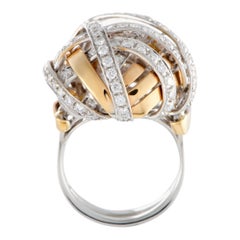 Anillo Damiani de oro blanco y rosa de 18 quilates con cúpula enredada y pavé de diamantes