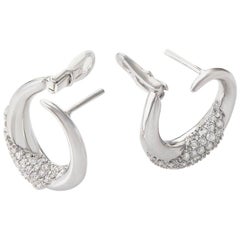 Damiani 18 Karat White Gold Diamond Hoop Earrings