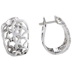 Damiani 18 Karat White Gold Diamond Lace Huggie Earrings