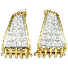 Damiani 18 Karat Yellow Gold Diamond Huggie Earrings