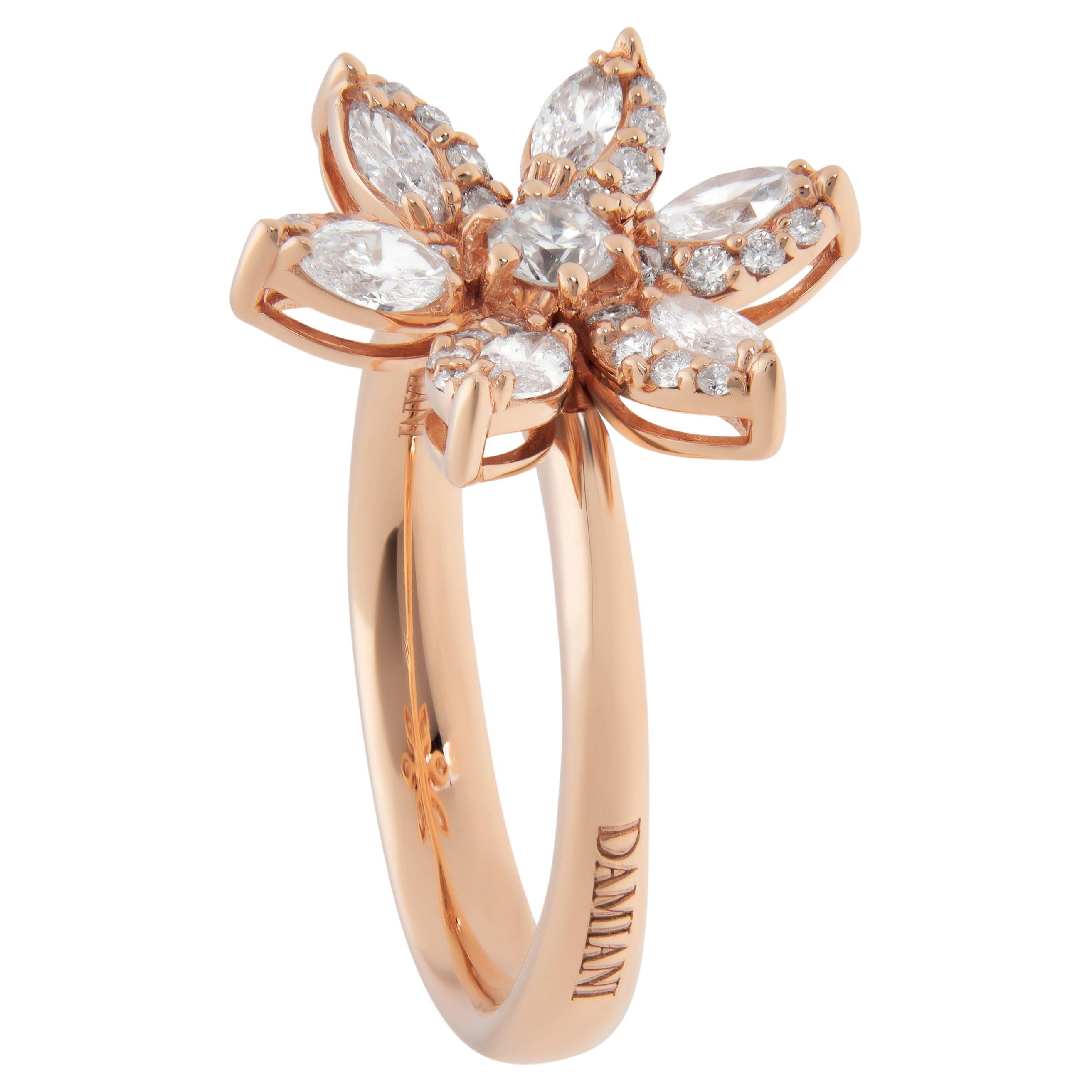 Damiani 18K Rose Gold, Diamond Statement Ring sz. 6.5 For Sale