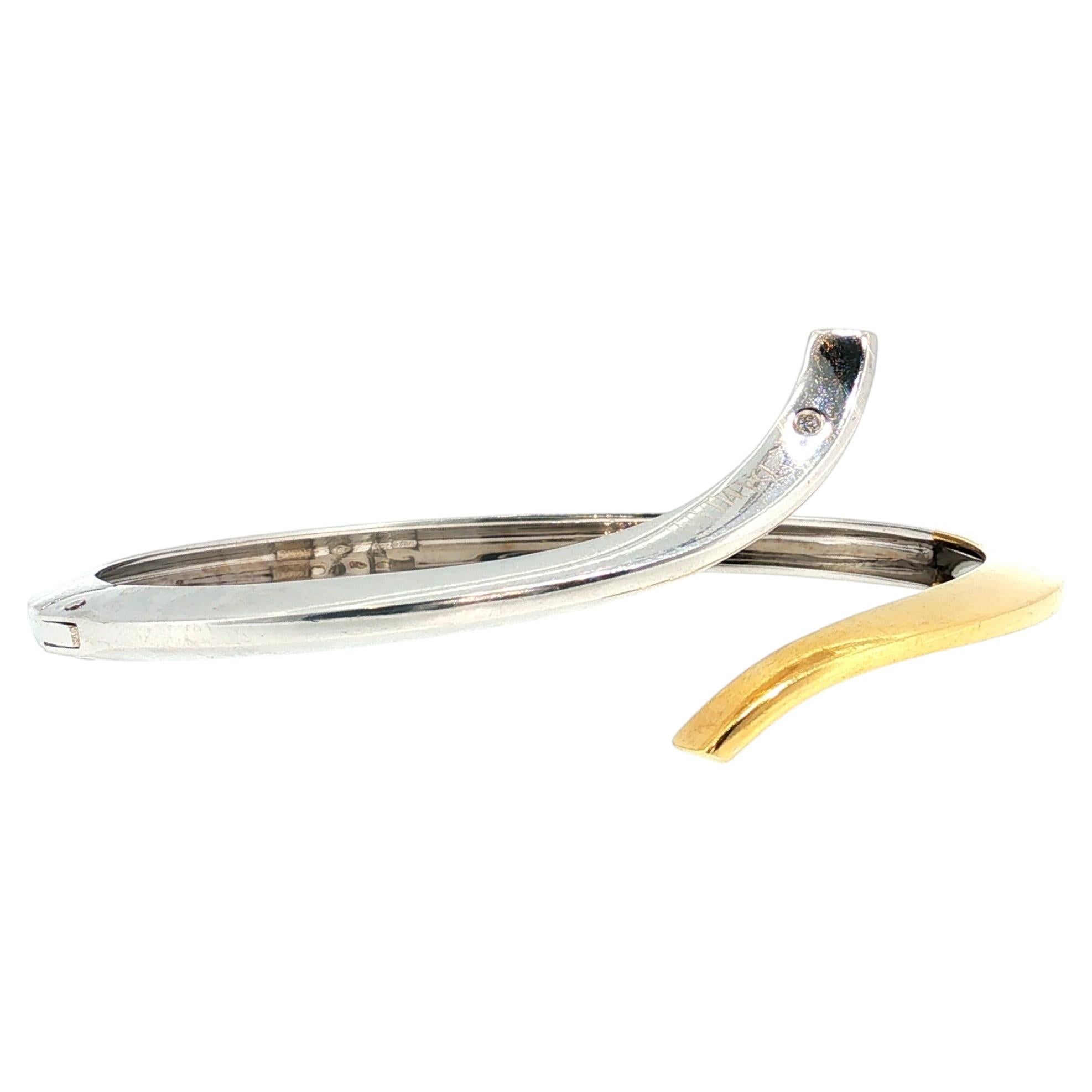 Pulsera rígida de Damiani en oro bicolor de 18 quilates con un diamante redondo de 0,02 quilates, de calidad H-SI1 en venta