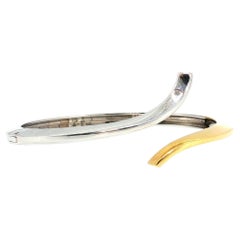 Bracciale rigido Damiani in oro bicolore 18 carati con diamante rotondo da 0,02 carati, H-SI1