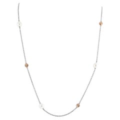 Collana di perle Damiani in oro bianco e rosa 18 carati