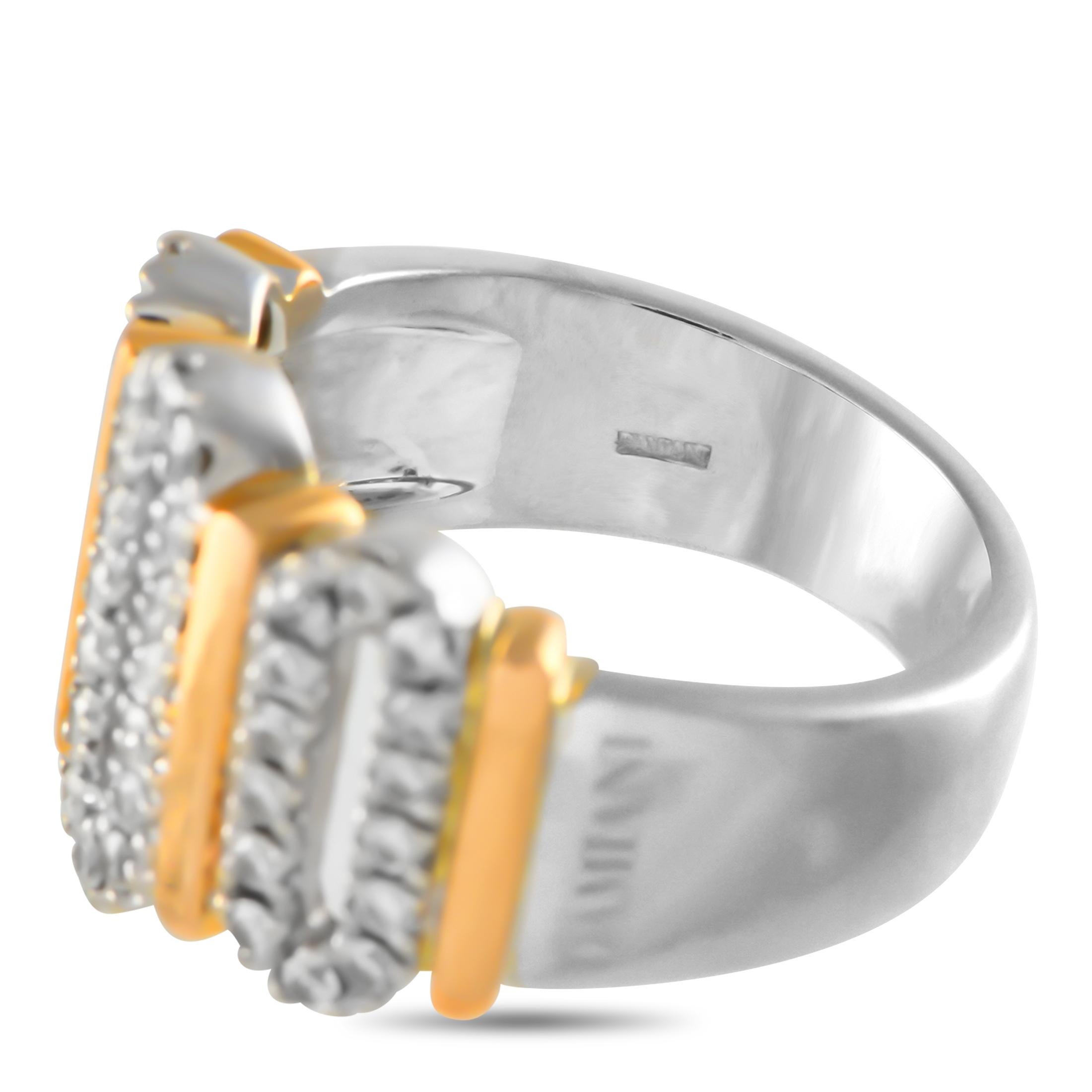 Damiani 18K White and Yellow Gold 0.44ct Diamond Ring In Excellent Condition For Sale In Southampton, PA
