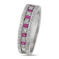 Damiani 18K White Gold 0.16ct Diamond and Ruby Ring