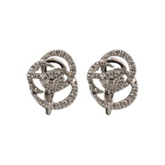 Boucles d'oreilles en or blanc 18k Damiani avec 0,35ctw de diamant en forme de rose