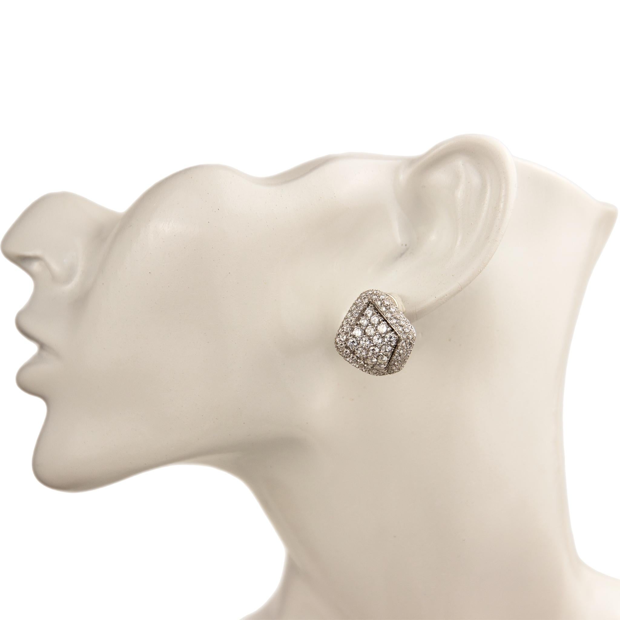 Brilliant Cut Damiani 18k White Gold 4.68ctw Diamond Pave Earrings For Sale