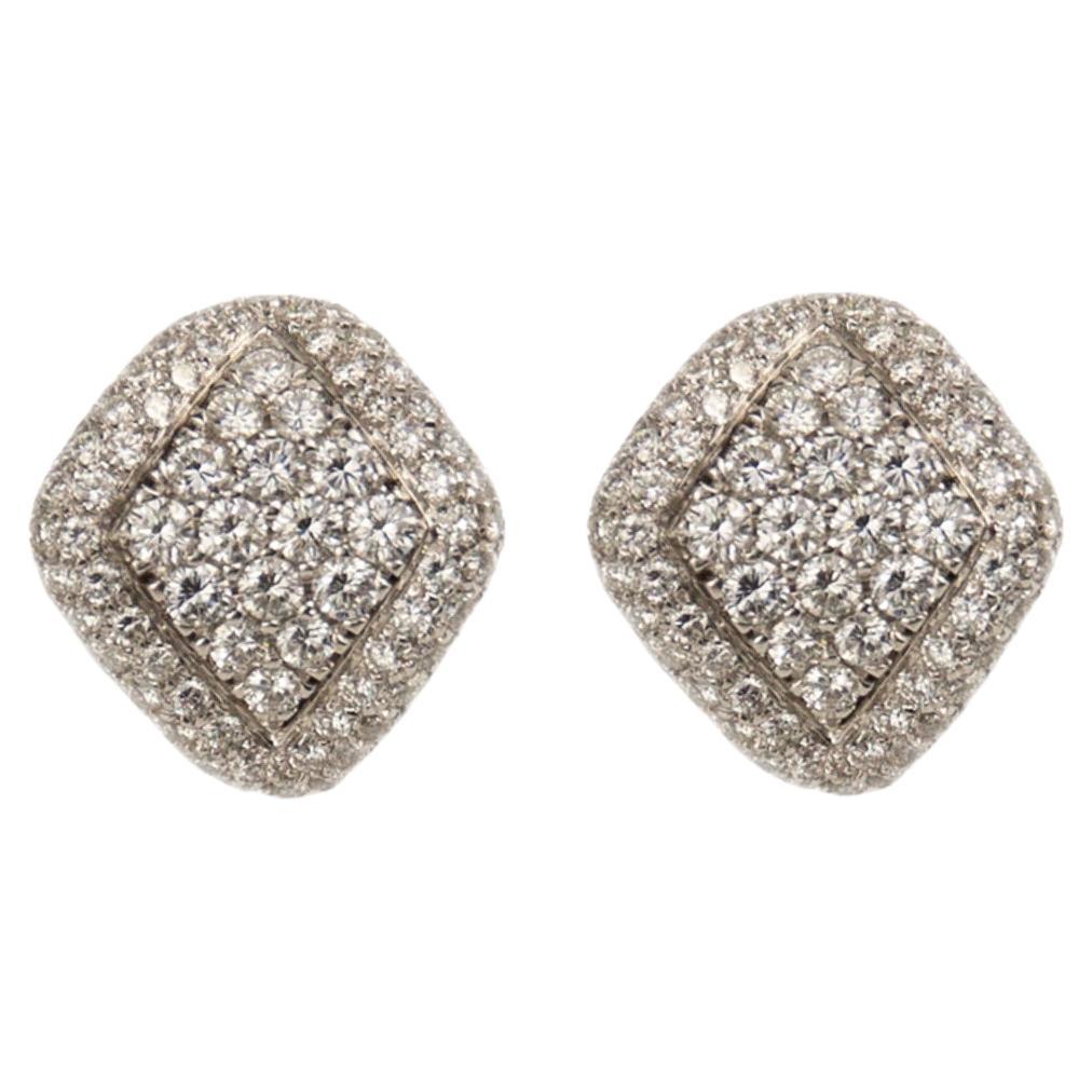 Pendientes Damiani de oro blanco de 18 quilates con pavé de diamantes de 4,68 quilates