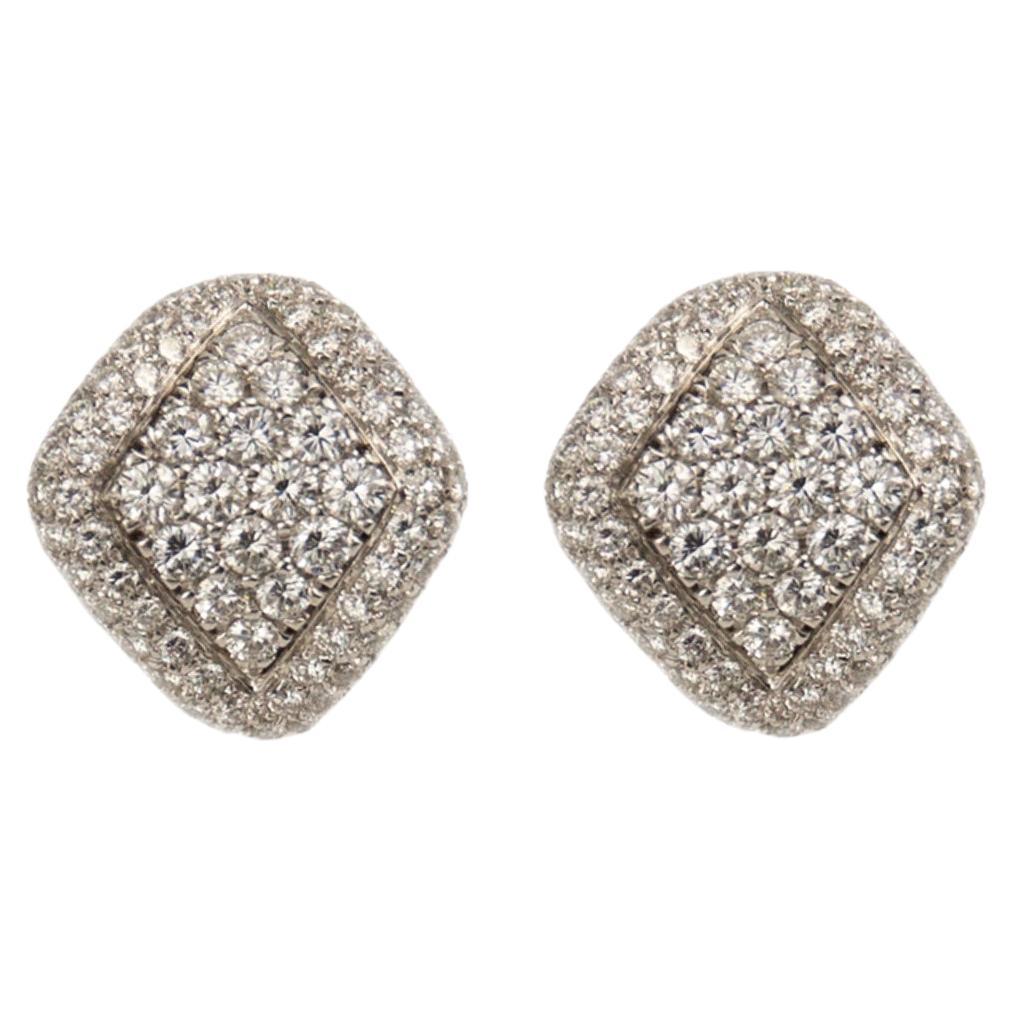 Boucles d'oreilles Damiani en or blanc 18k avec pavé de diamants de 4,68ctw