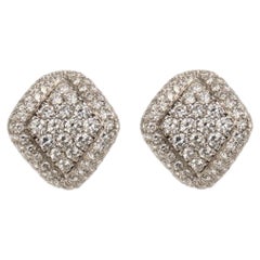 Boucles d'oreilles Damiani en or blanc 18k avec pavé de diamants de 4,68ctw