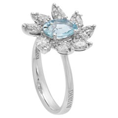 Damiani 18K White Gold, Aquamarine & Diamond Cocktail Ring