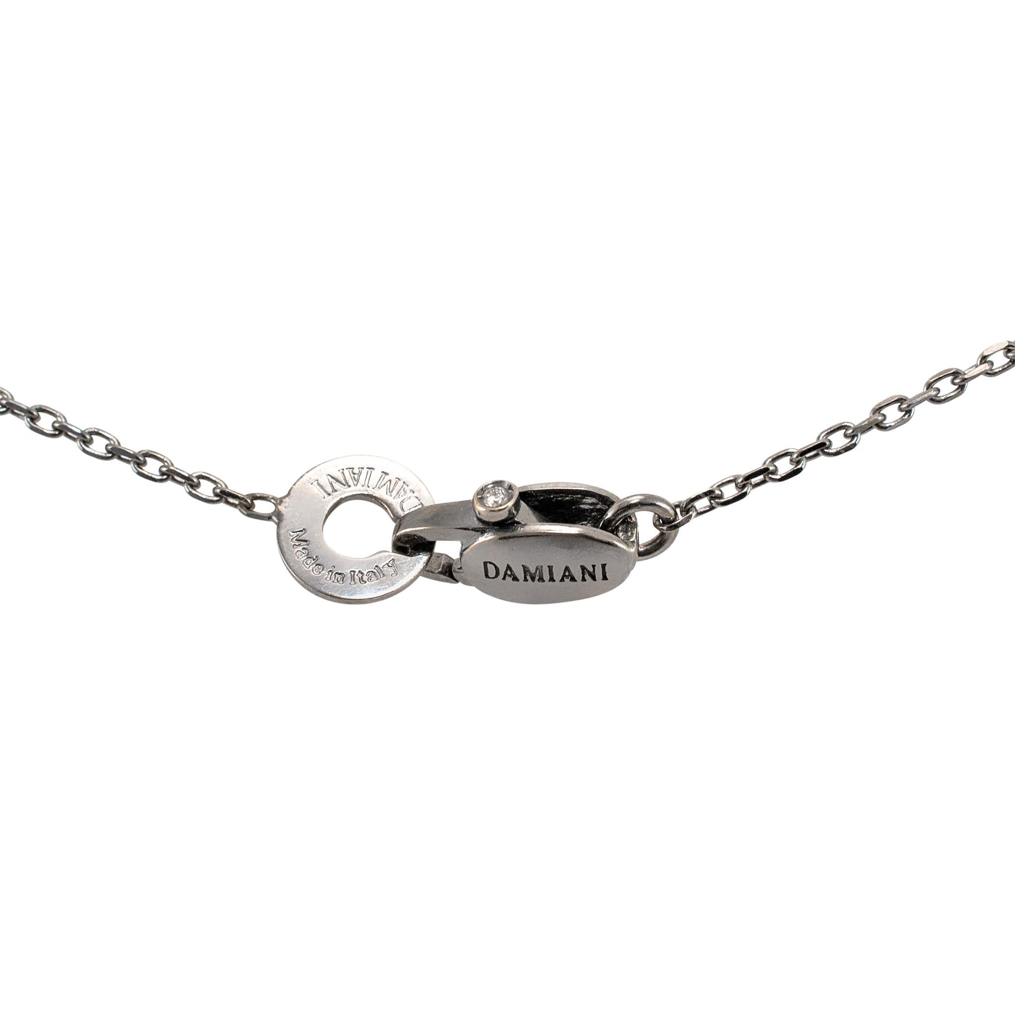Round Cut Damiani 18K White Gold & Black Rhodium Diamond Metropolitan Pendant Necklace For Sale