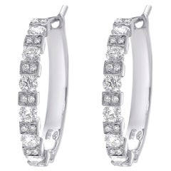 Damiani Bague en or blanc 18 carats avec diamants 1,01 carat Boucles d'oreilles Huggie