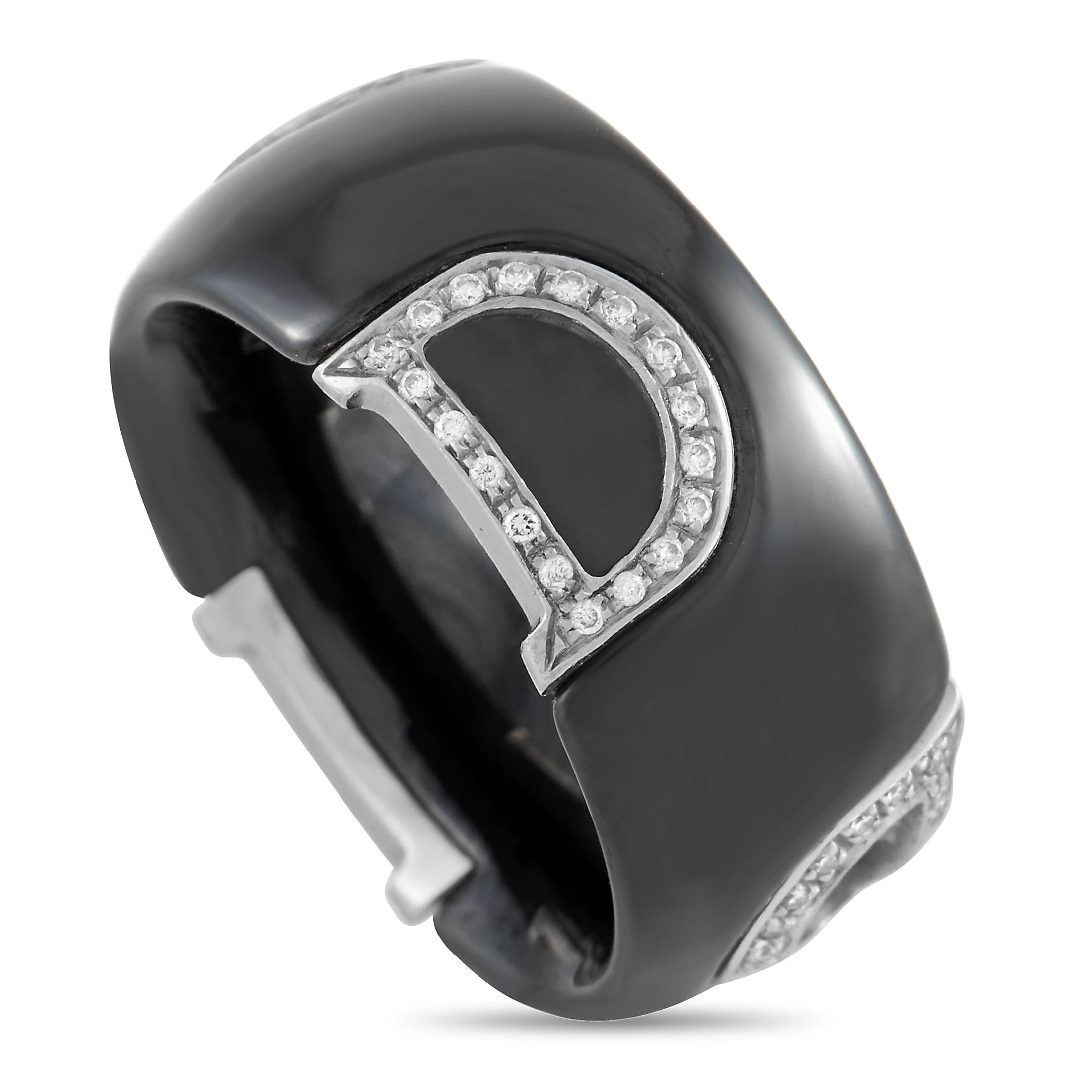 Damiani 18K White Gold Diamond and Ceramic Ring In Excellent Condition In Southampton, PA