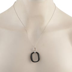 Damiani 18K White Gold Diamond and Onyx Necklace