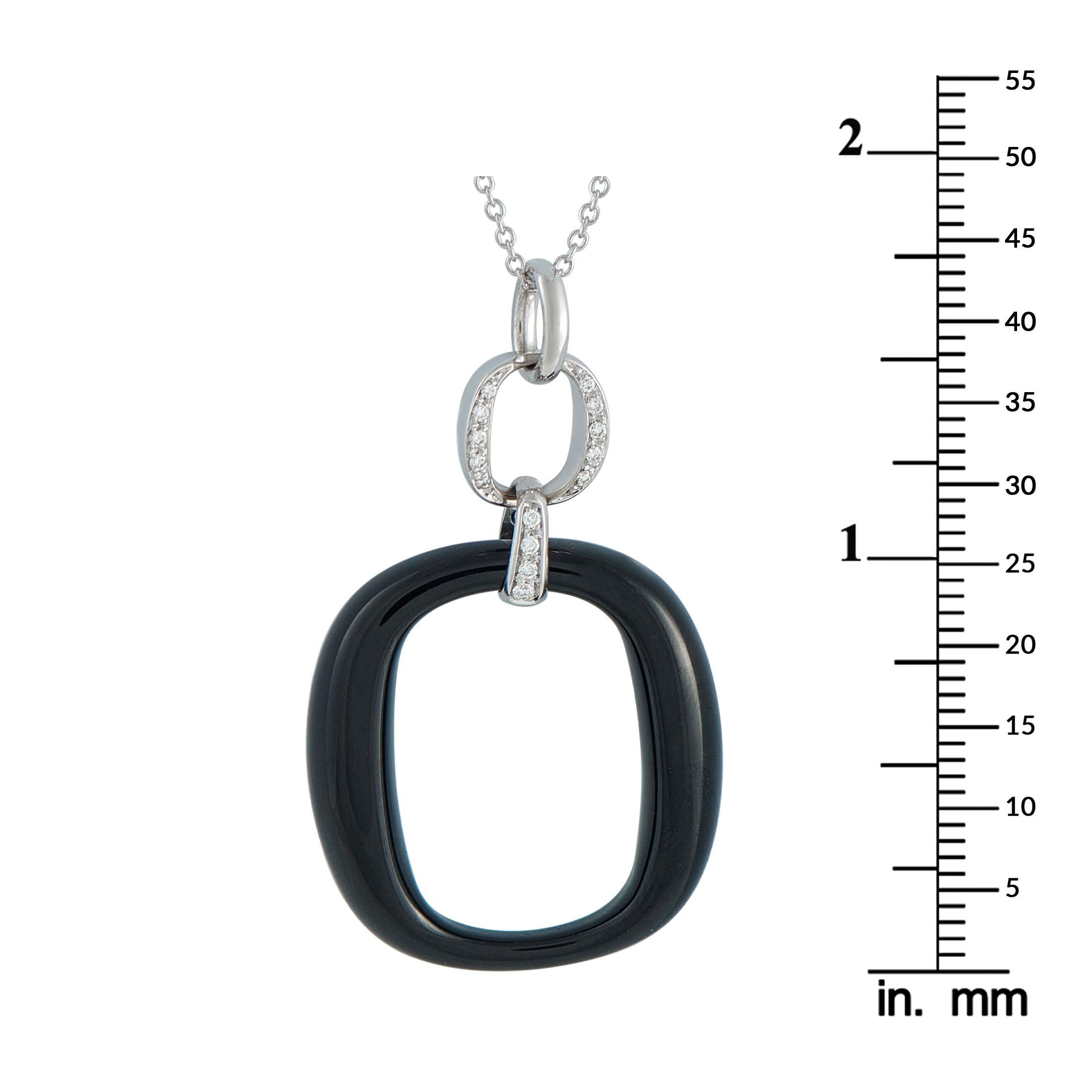 De las mujeres Damiani 18K White Gold Diamond and Onyx Necklace en venta