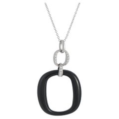 Damiani 18K White Gold Diamond and Onyx Necklace
