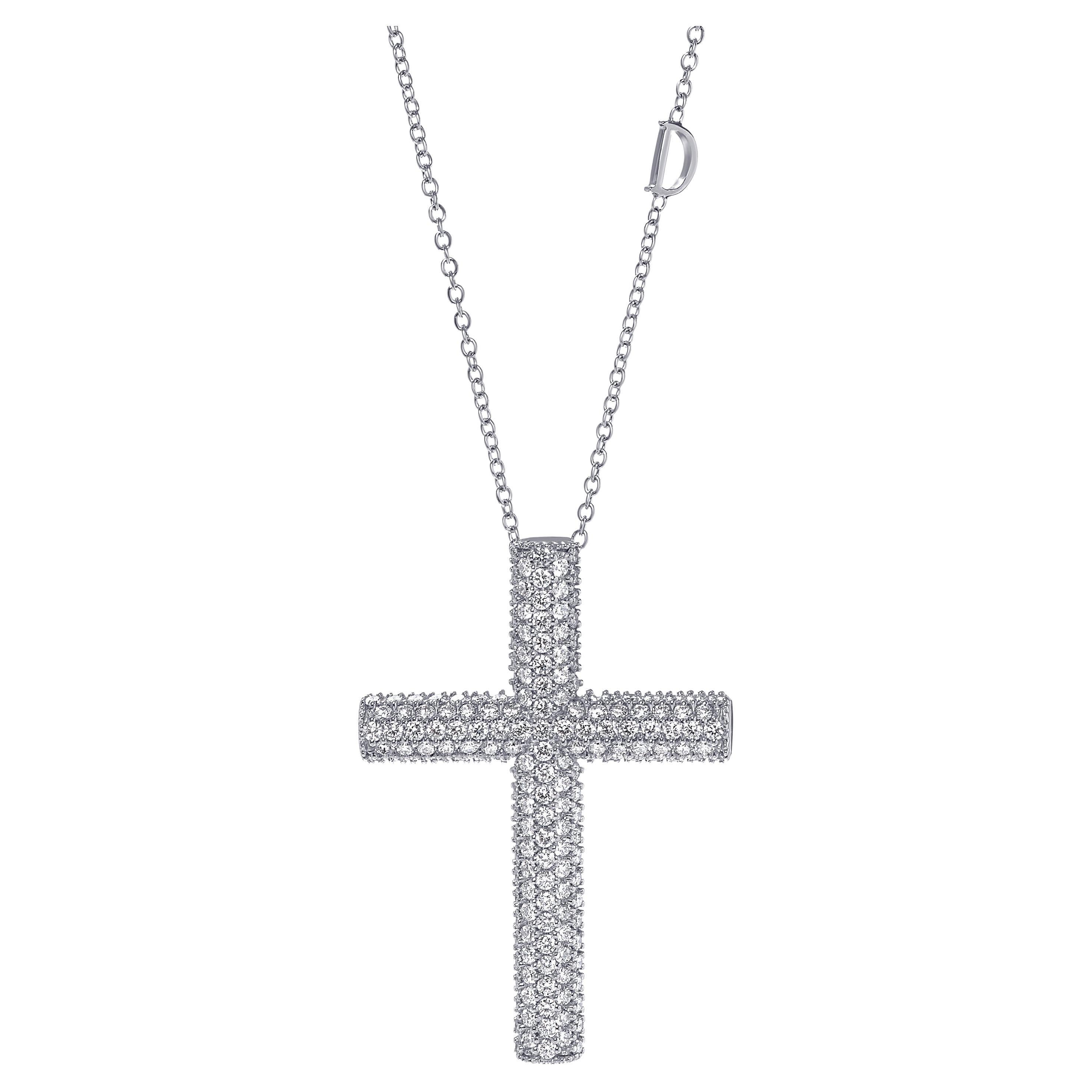 Damiani 18K Rose Gold, Diamond Cross Pendant Necklace For Sale at 1stDibs