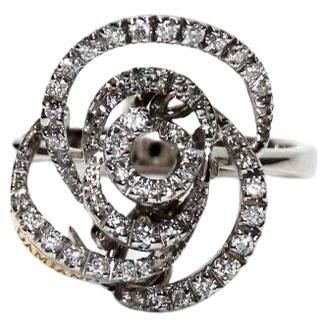 Damiani 18K White Gold Diamond Flower Ring For Sale