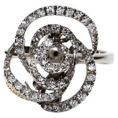 Damiani 18K White Gold Diamond Flower Ring