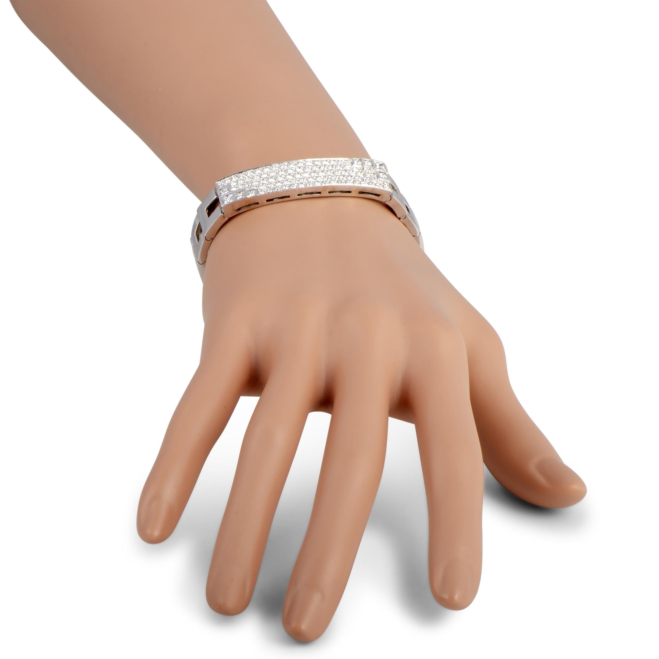 Women's Damiani 18 Karat White Gold Diamond Link Bracelet