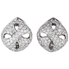 Damiani 18 Karat White Gold Diamond Omega Back Earrings
