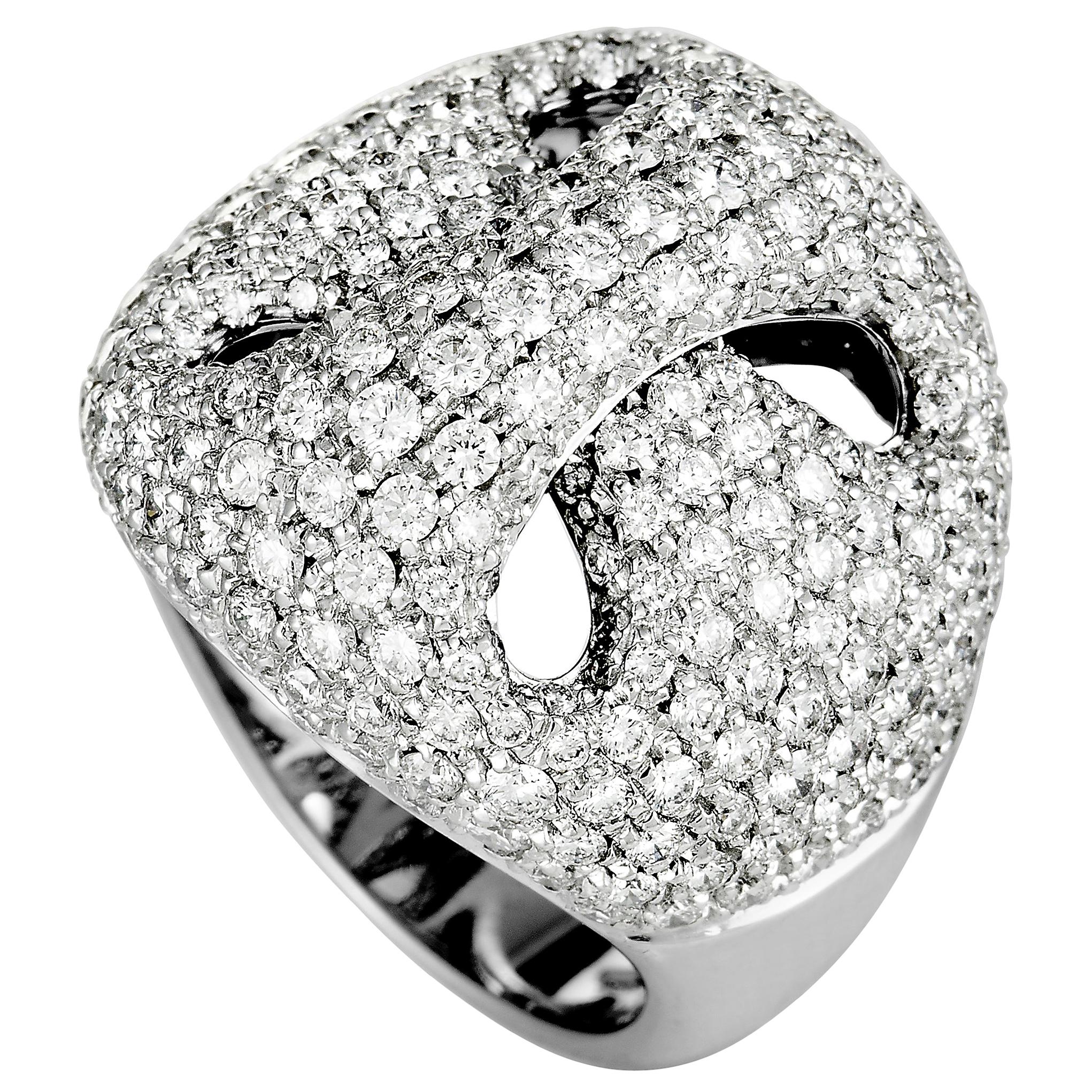 Damiani 18 Karat White Gold Diamond Pave Ring