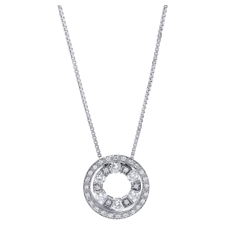 Damiani 18K White Gold, Diamond Ring Pendant Necklace For Sale at 1stDibs