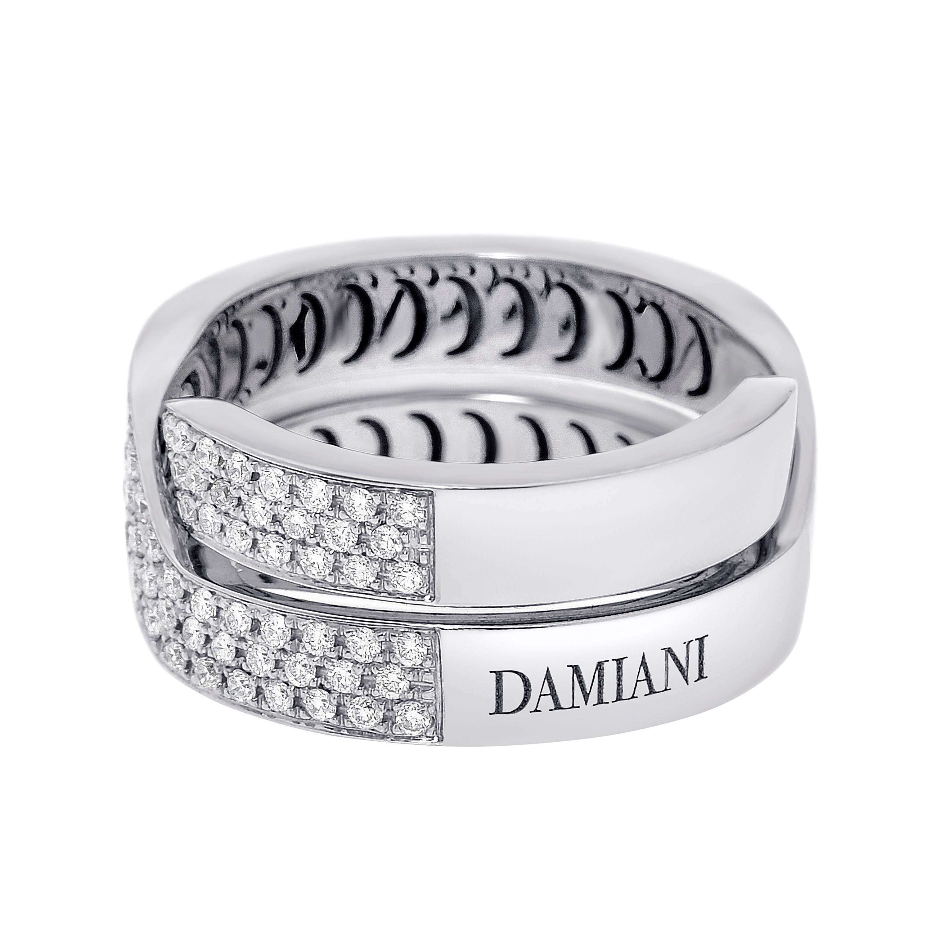 Contemporary Damiani 18K White Gold, Diamond Ring Sz. 6.75 For Sale
