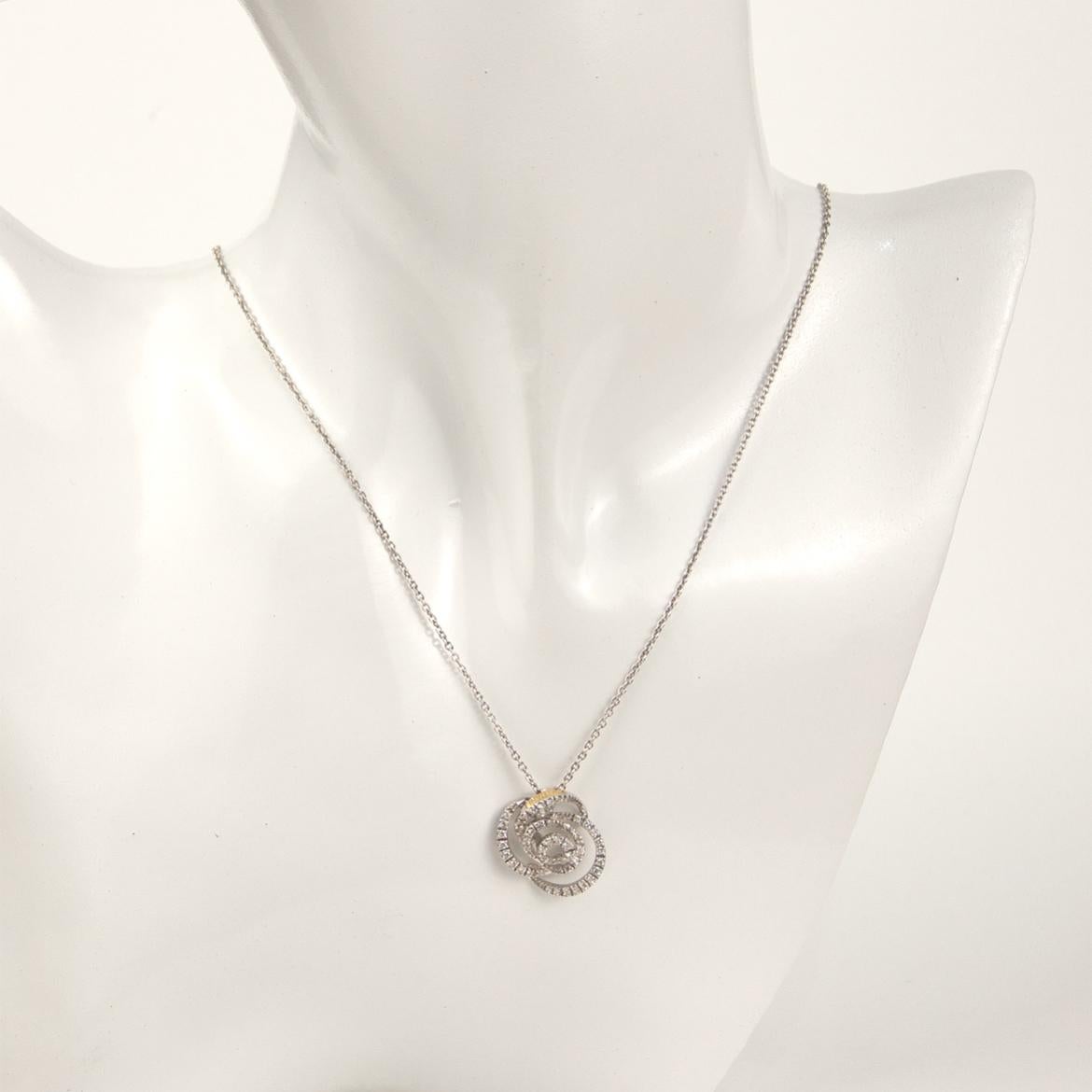 Brilliant Cut Damiani 18k White Gold Diamond Rose Necklace