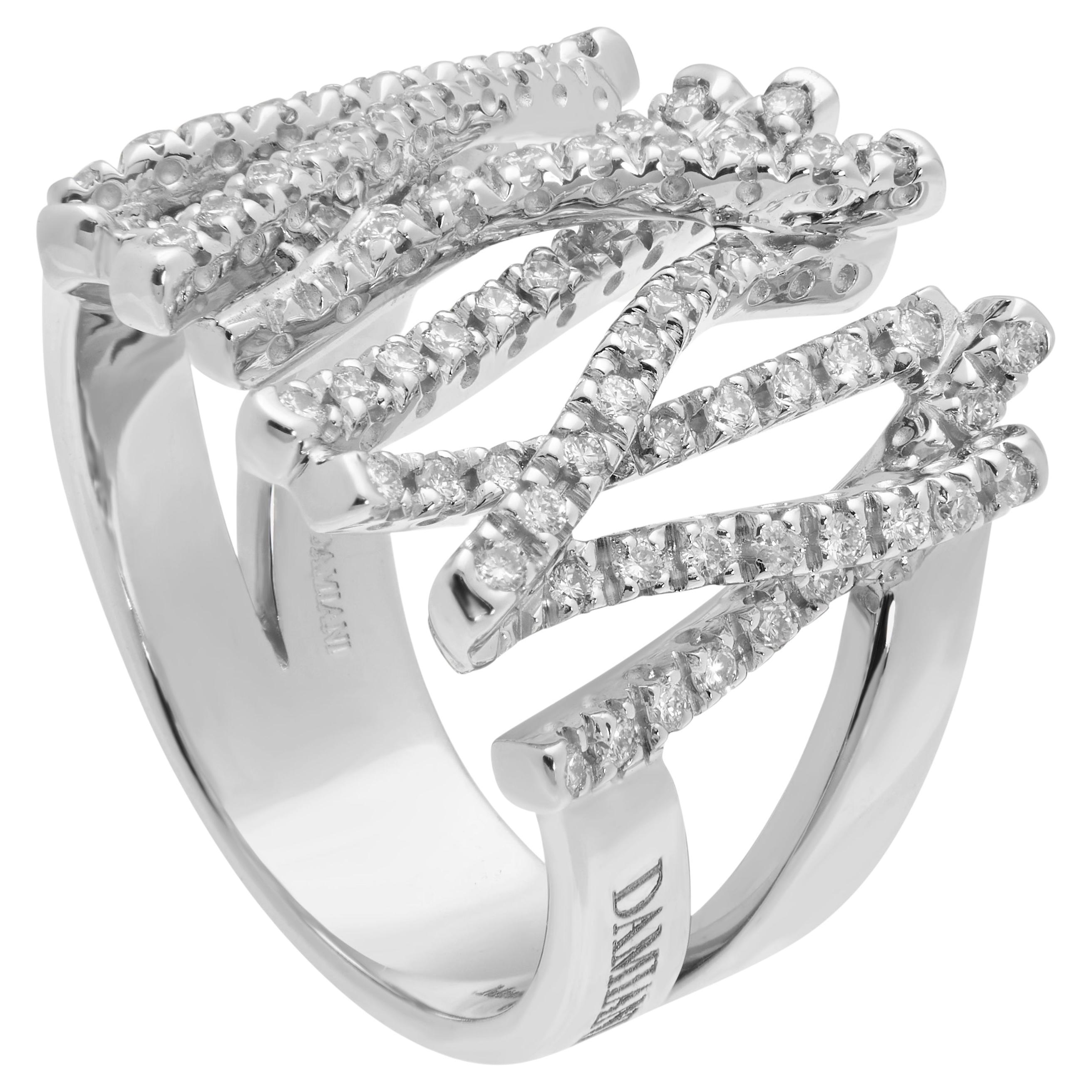 Damiani 18K White Gold, Diamond Statement Ring Sz. 7.25 For Sale