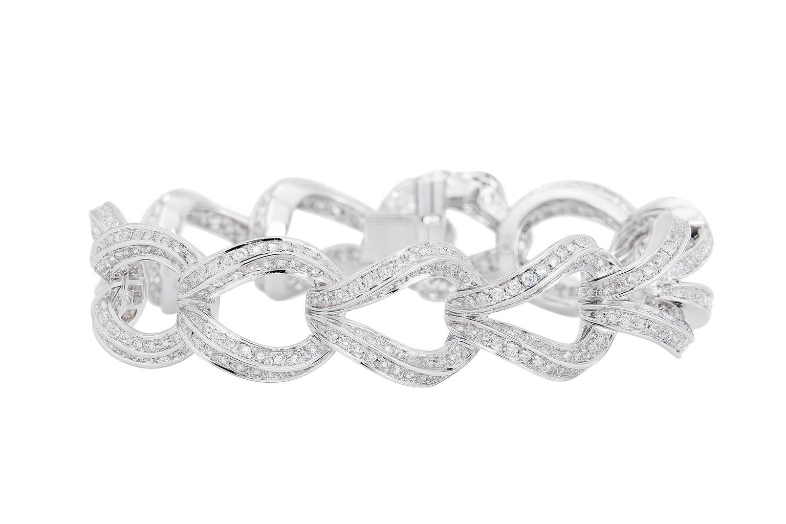 Contemporaneo Bracciale A Link con diamanti Pavé in oro bianco 18 carati Damiani - 6,50 carati in vendita