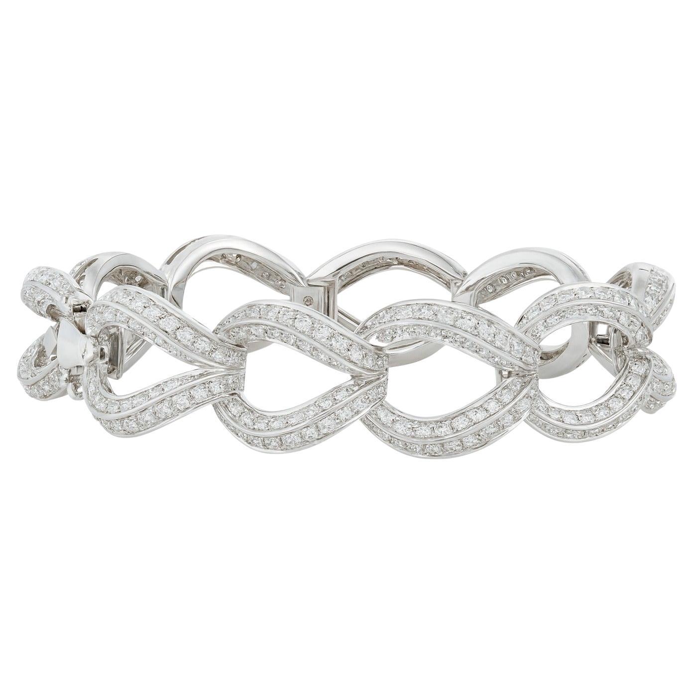 Bracciale A Link con diamanti Pavé in oro bianco 18 carati Damiani - 6,50 carati in vendita