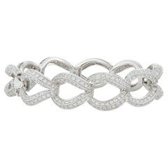 Damiani 18K White Gold Pavé Diamond Link Bracelet – 6.50 Carats