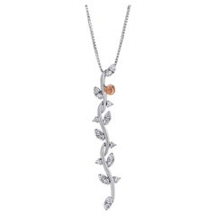 Damiani 18k White & Rose Gold, White Diamond Bar Necklace