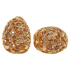 Damiani 18K Yellow Gold Diamond Hoop Earrings