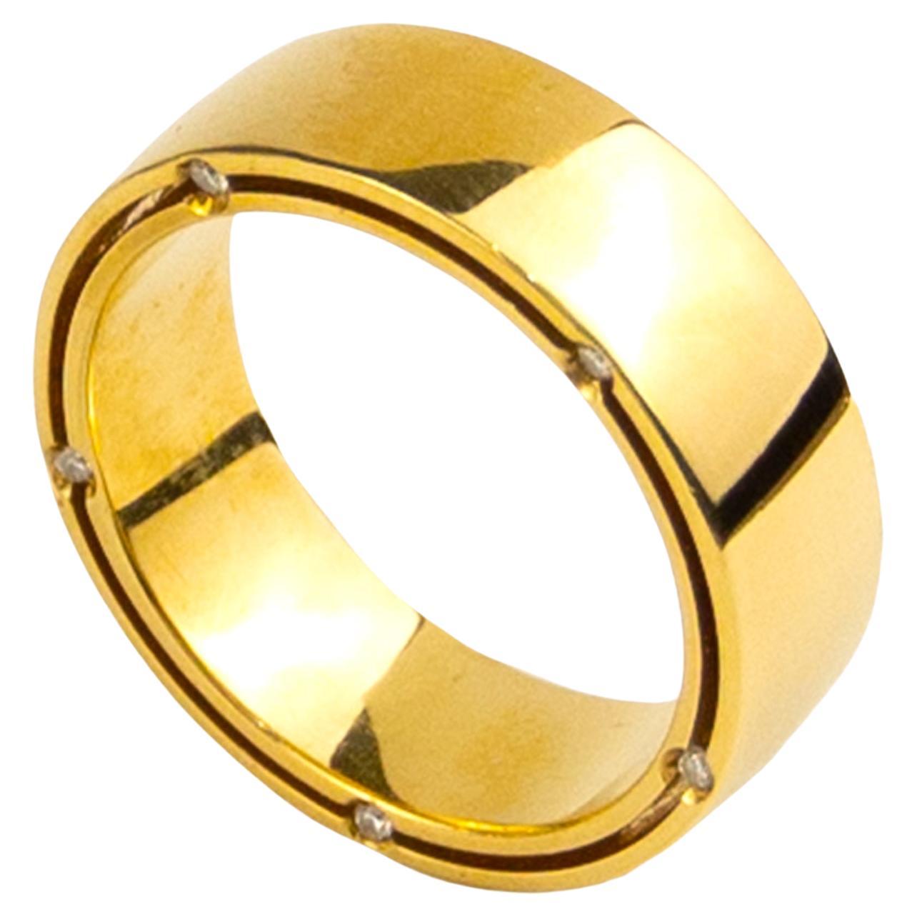 Damiani 18k Yellow Gold Diamond Ring For Sale