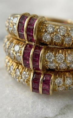Damiani 18K Yellow Gold Diamond & Ruby Ring