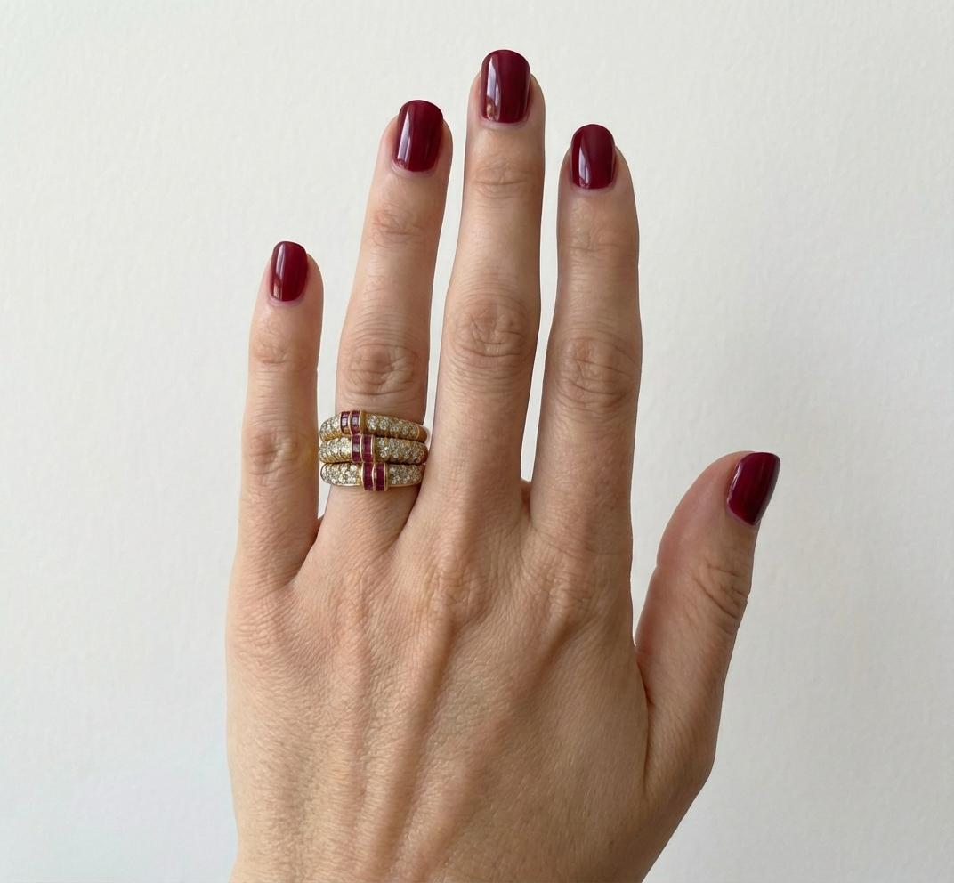 Damiani 18k Yellow Gold Diamond & Ruby Ring - image 4