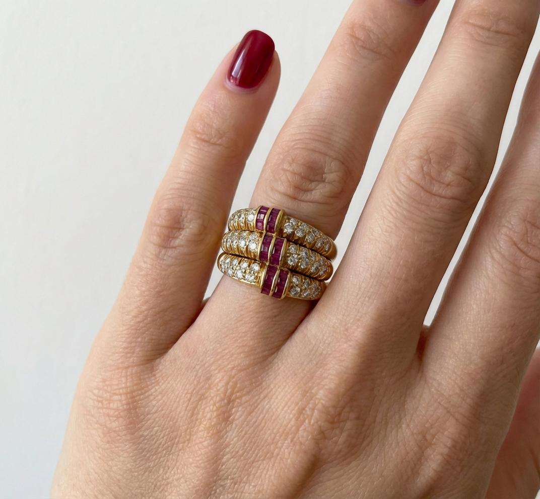 Damiani 18k Yellow Gold Diamond & Ruby Ring - image 5