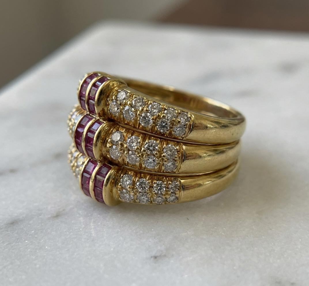 Damiani 18k Yellow Gold Diamond & Ruby Ring - image 6