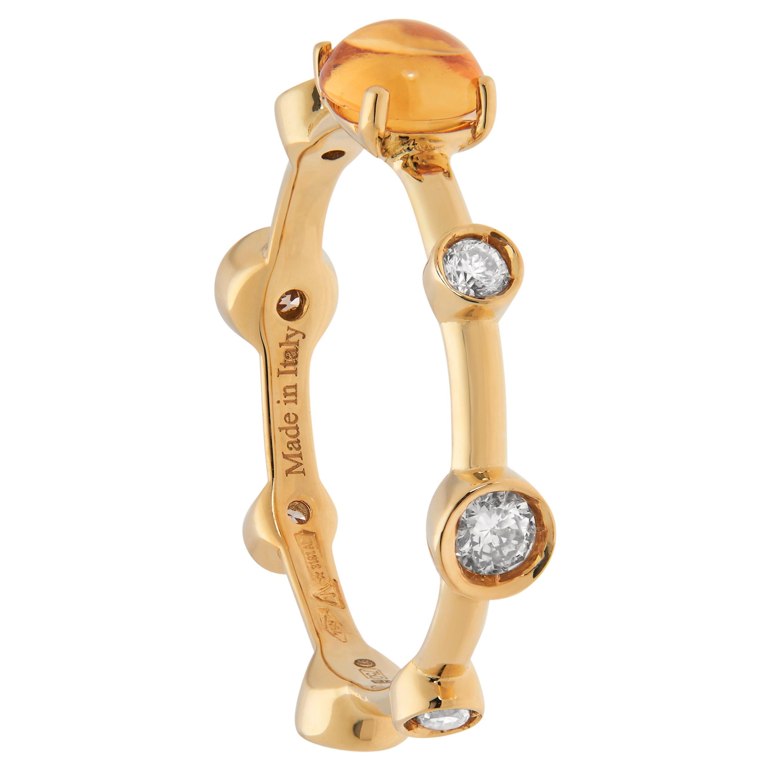 Damiani 18K Yellow Gold, Topaz and Diamond Ring Sz. 7.5 For Sale