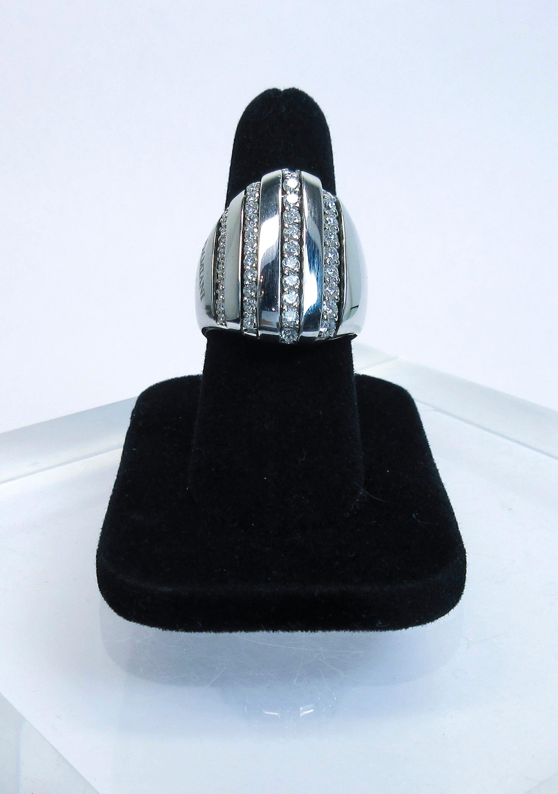 Damiani 18 Karat White Gold Diamond Accent Ring For Sale 6