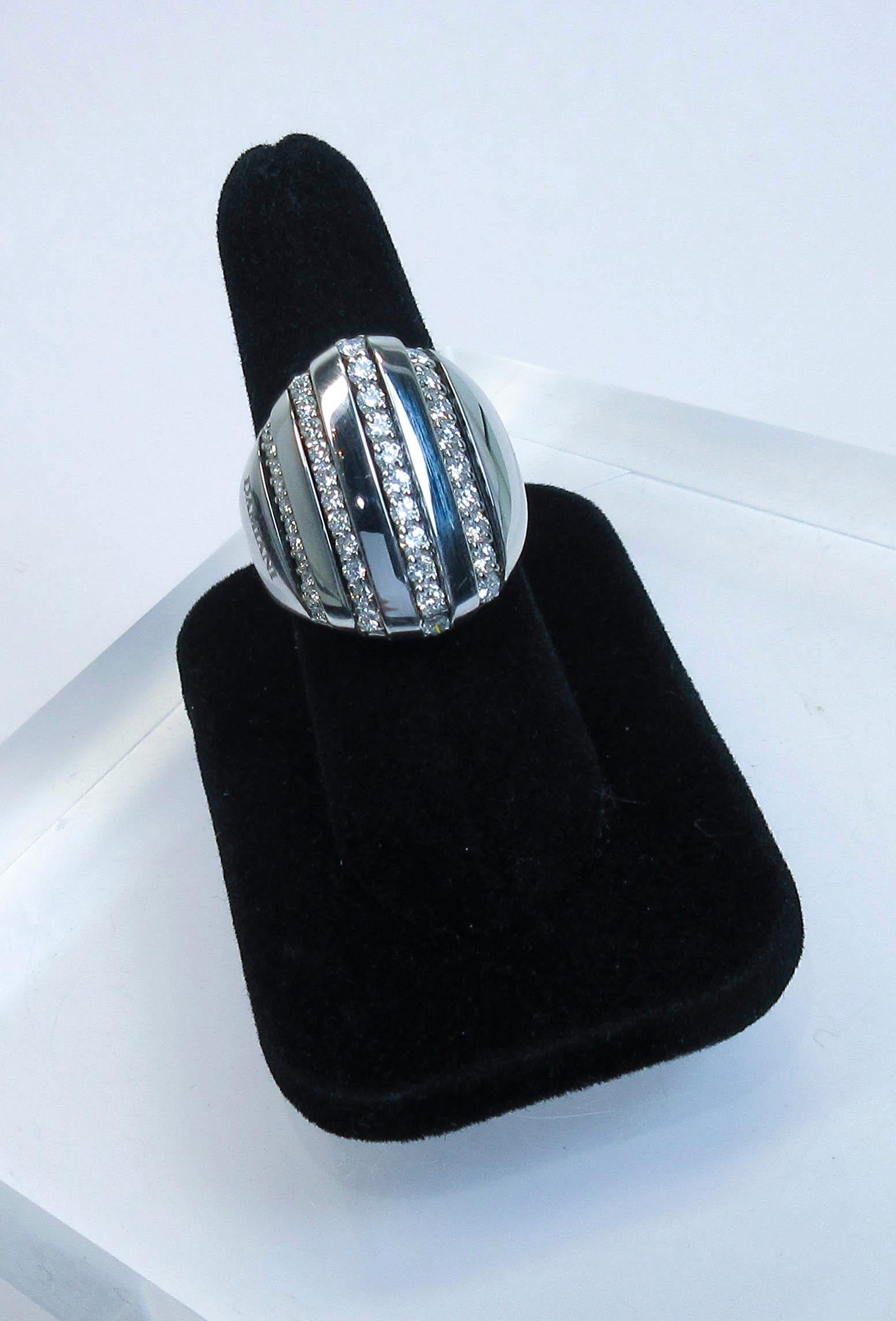 Damiani 18 Karat White Gold Diamond Accent Ring For Sale 7