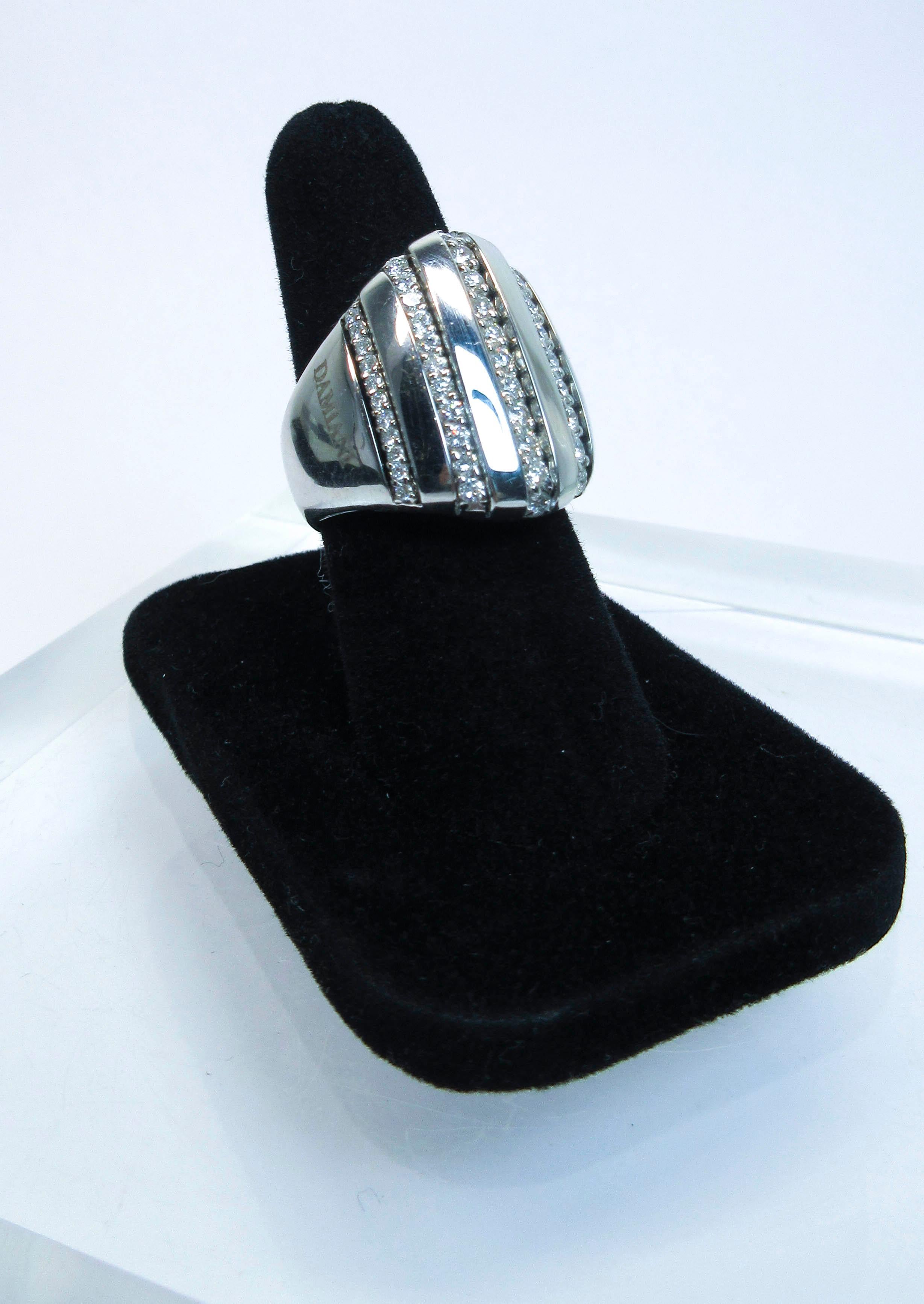 Damiani 18 Karat White Gold Diamond Accent Ring For Sale 8